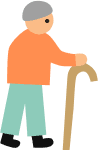 杖をついた高齢者のイラスト